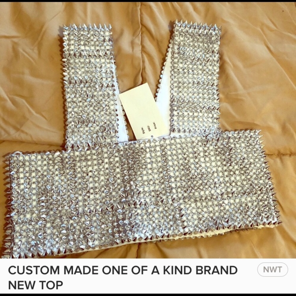 Custom made one of a kind studded crop top
